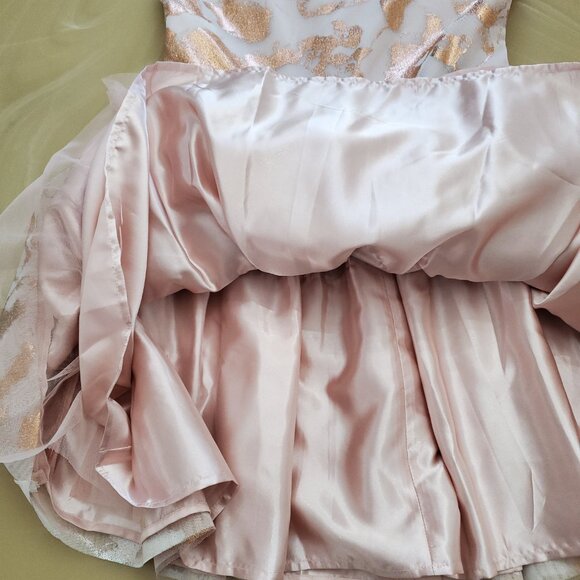 The Children's Place Rose Dust Metallic Blush Pink Girl's Belted Dress Size 14 - Picture 11 of 15